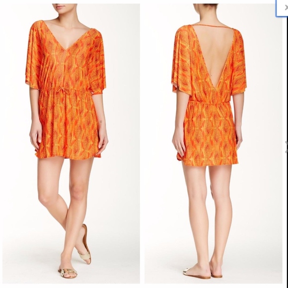 NWT‎ ViX Menfis Lina Caftan Cover-Up Beach Dress in Orange [SZ Medium ] - Picture 8 of 8